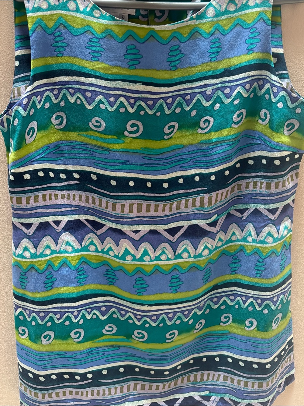 VTG 90s Maggy London 100% Silk Geometric Tank Top